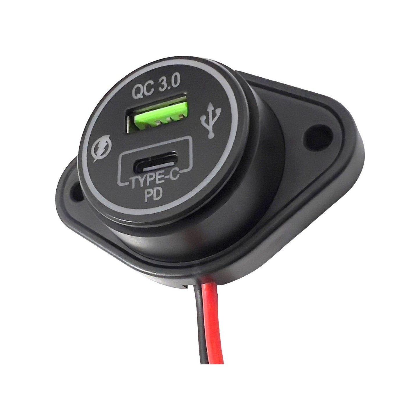 Flush Mount USB QC3 + Type C Charger