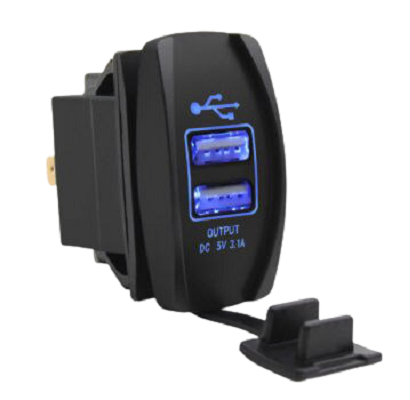 3.1A Rocker Style Usb Charger Blue Led