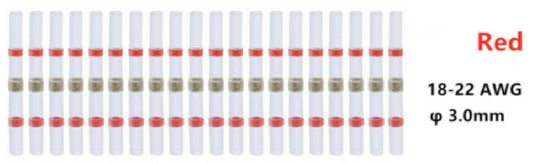 Heat Shrink Solder Sleeve Crimpless Butt Connectors Red 18-22 AWG - the4x4store.co.za
