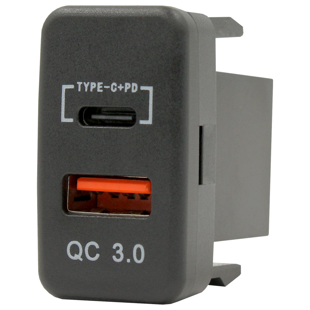 Dual QC3.0 USB and Type-C Charger for Toyota 40x20mm (Vigo)