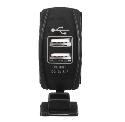 3.1A Rocker Style Usb Charger Blue Led