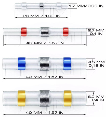 Heat Shrink Solder Sleeve Crimpless Butt Connectors Yellow 12-10 AWG - the4x4store.co.za