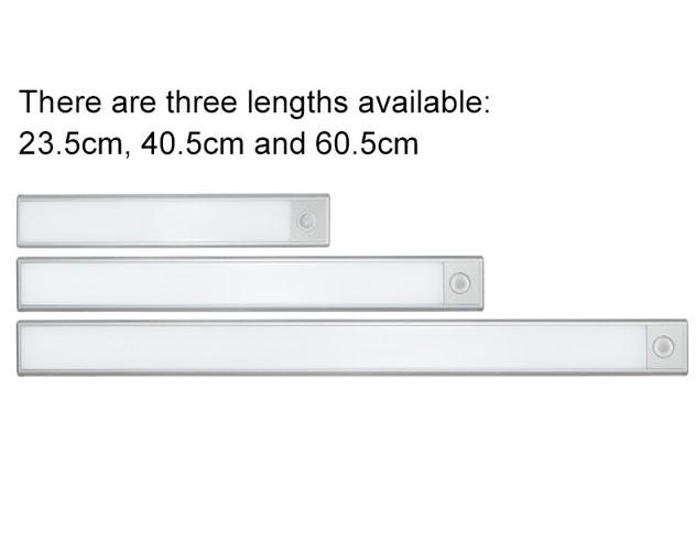23cm Motion Sensor LED Under Cabinet Light USB Rechargeable Cool White LED - Silver - the4x4store.co.za