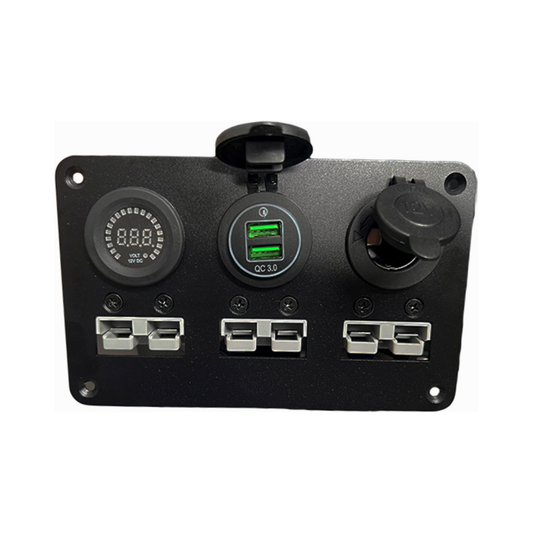 Triple Brad Harrison Panel with Cigarette Socket, Dual QC3 USB and Voltmeter