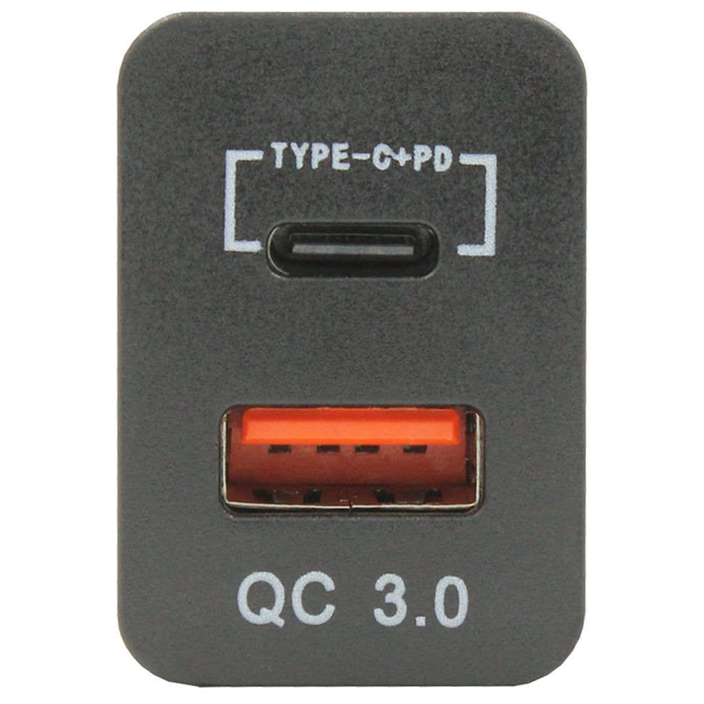Dual QC3.0 USB and Type-C Charger for Toyota 32x20mm (Revo)