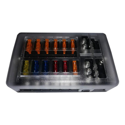 Fuse Box - 1 In And 12 Out With Negative Bus Led Indicator